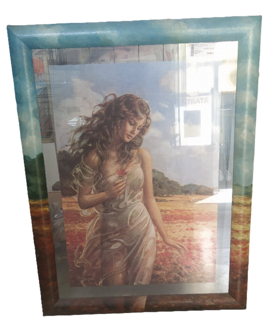 Quadro Con Cornice Ragazza In Campo Di Grano