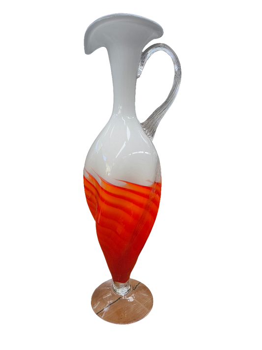 Vaso Anfora Vetro Murano Bianco/arancio H 45cm