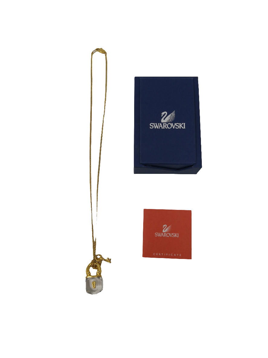 Swarovski Collana  Con Ciondolo Lucchetto E Chiave Con Scatola