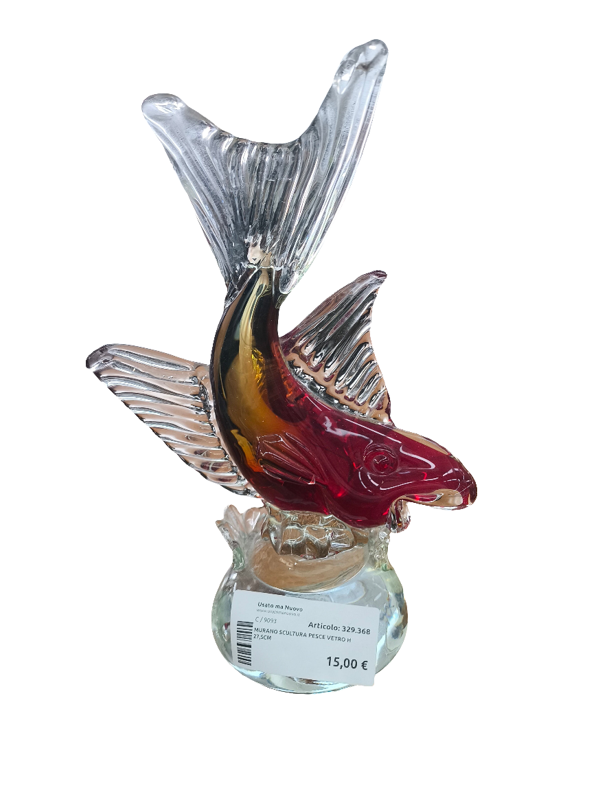 Murano Scultura Pesce Vetro H 27,5cm