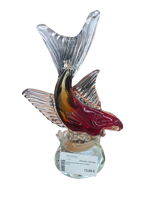 Murano Scultura Pesce Vetro H 27,5cm