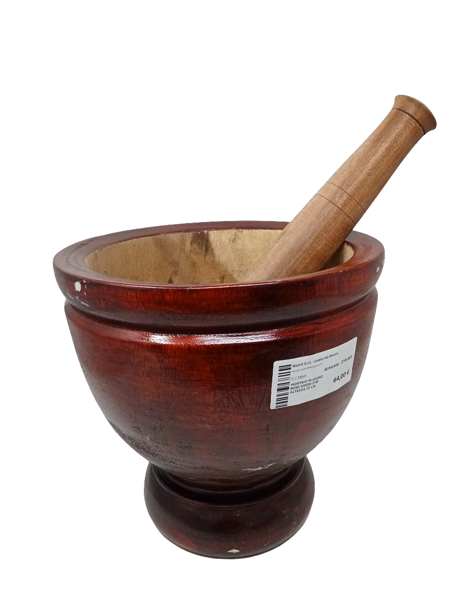 Mortaio Thailandese In Legno Rosewood 21ø Altezza 25 Cm