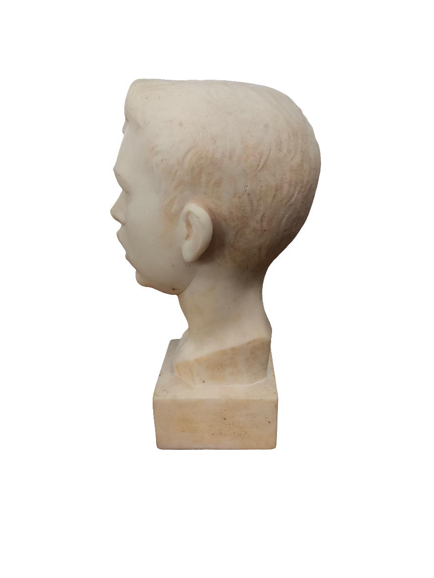 Scultura Mezzo Busto Bambino Marmo H 26cm