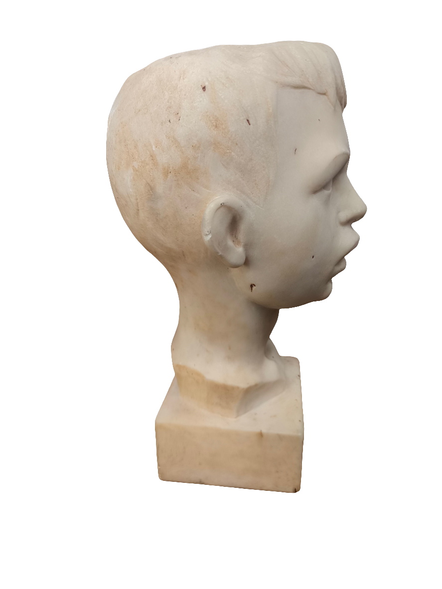 Scultura Mezzo Busto Bambino Marmo H 26cm