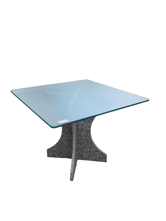 Tavolo Vetro Base Marmo Lxpxh 100x100x80