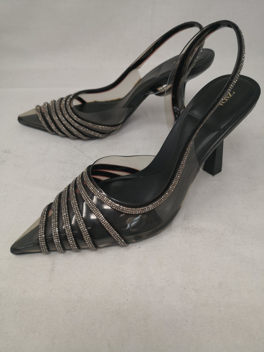 Zara Sandalo Nero Strass 36