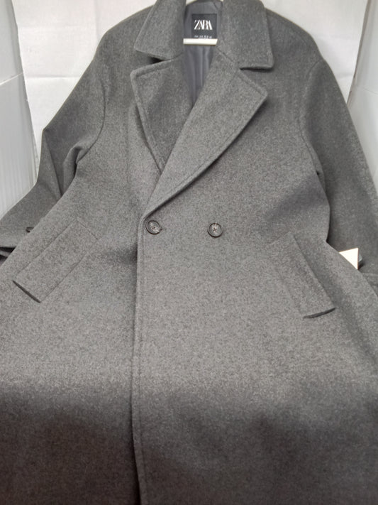 Zara  Cappotto Lungo In Lana Grigio M