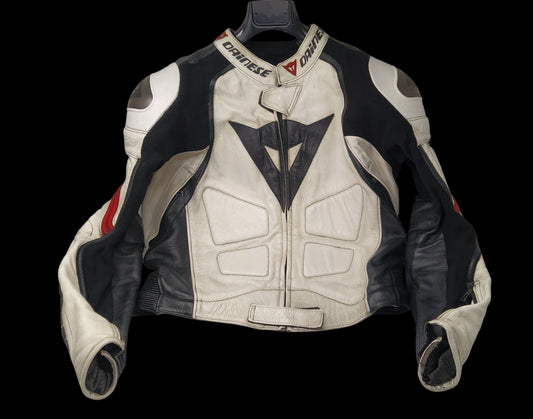 Dainese Tuta Moto Pelle Launa Seca G 2 Pezzi Tg.52 Bianco Nero