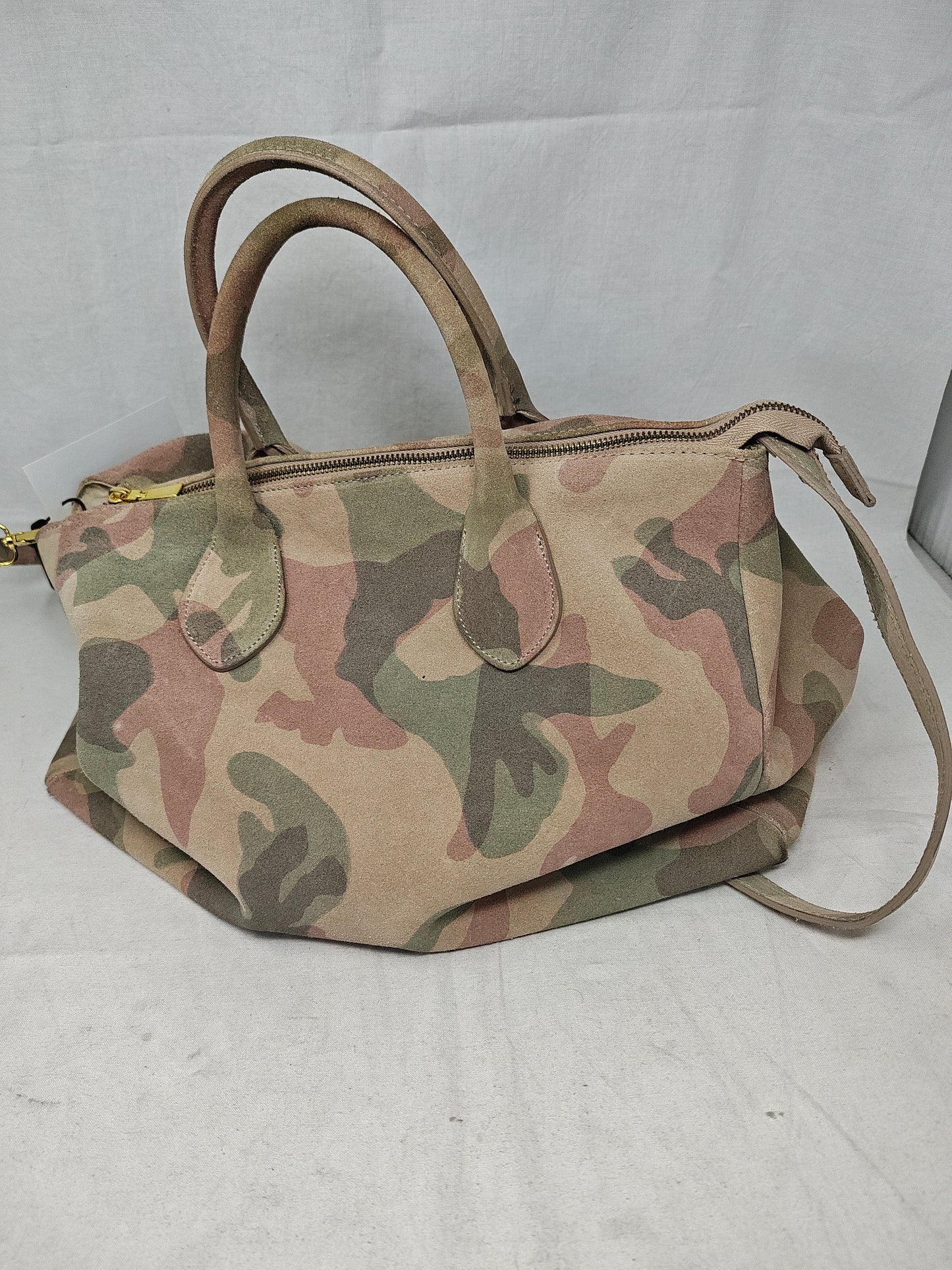 Bauletto In Pelle A Tracola Militari Camoscio 39cm