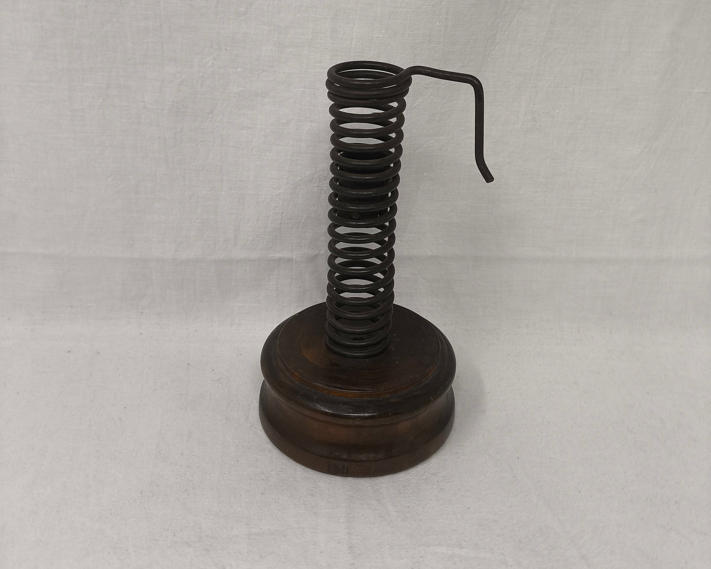 Porta Candela D'epoca A Molla Base Legno