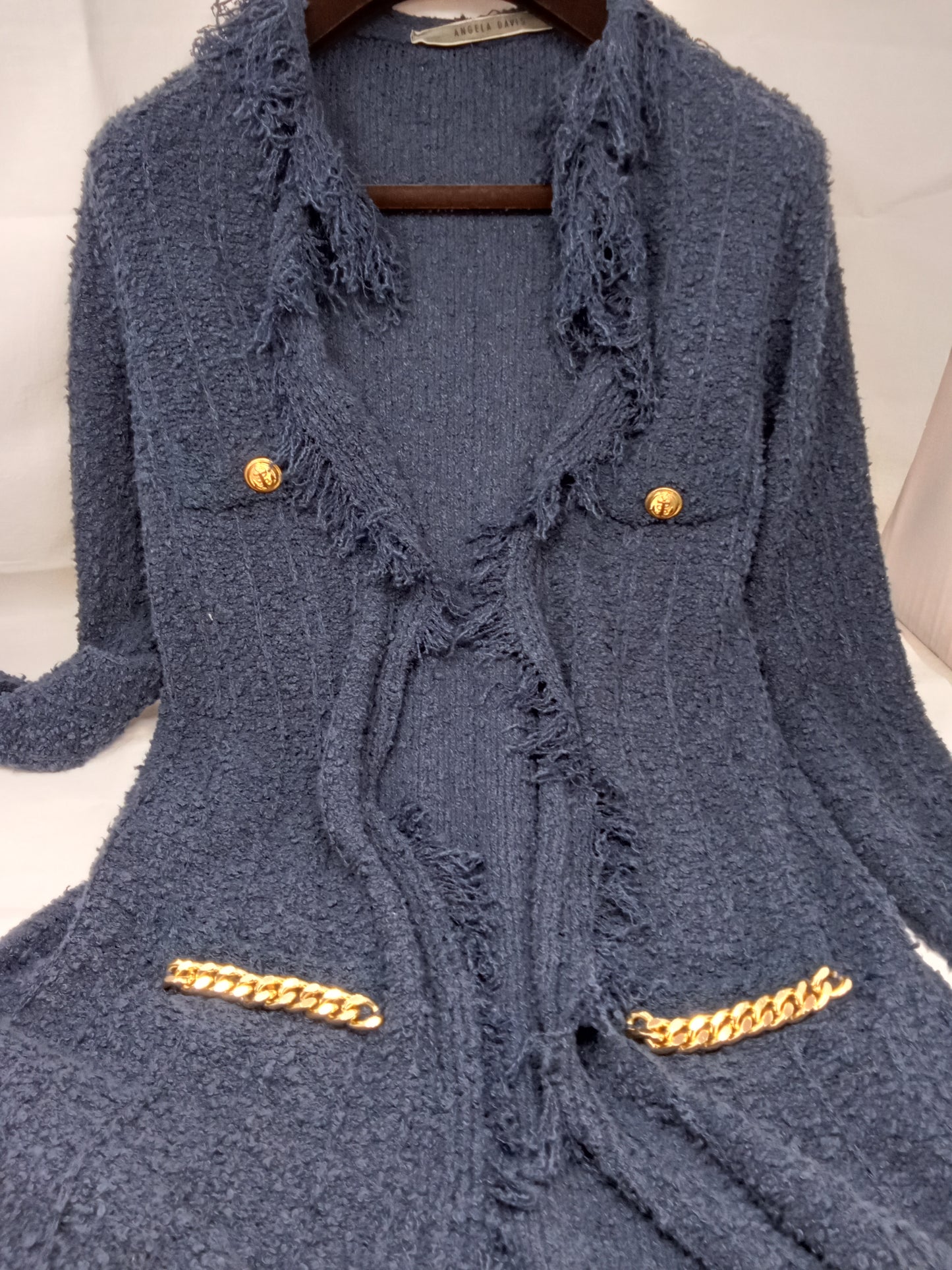 Angela Davis Cardigan Blu Frange Tu