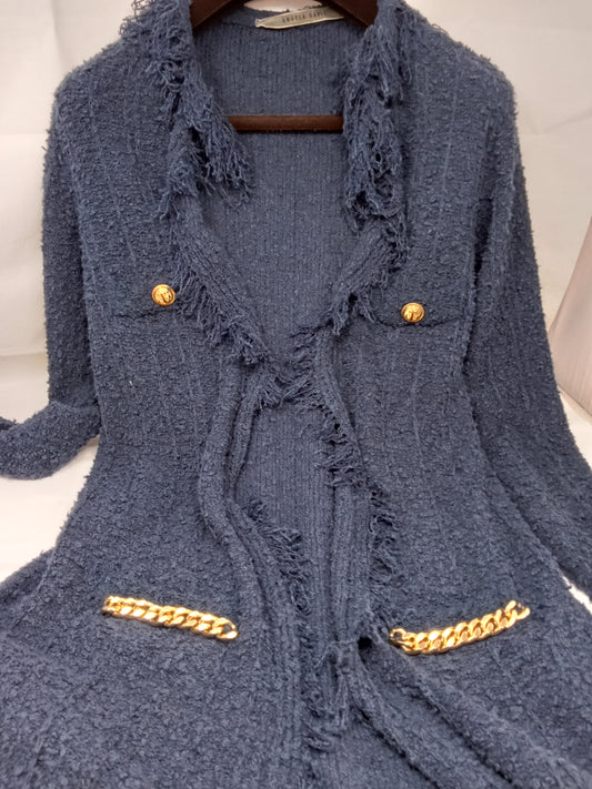 Angela Davis Cardigan Blu Frange Tu