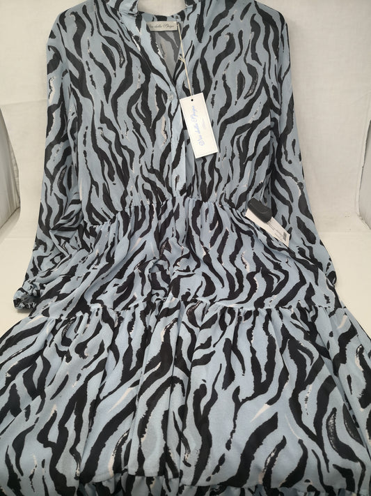 Via Della Spiga Abito Tulle Tigrata Azz Nero S/m