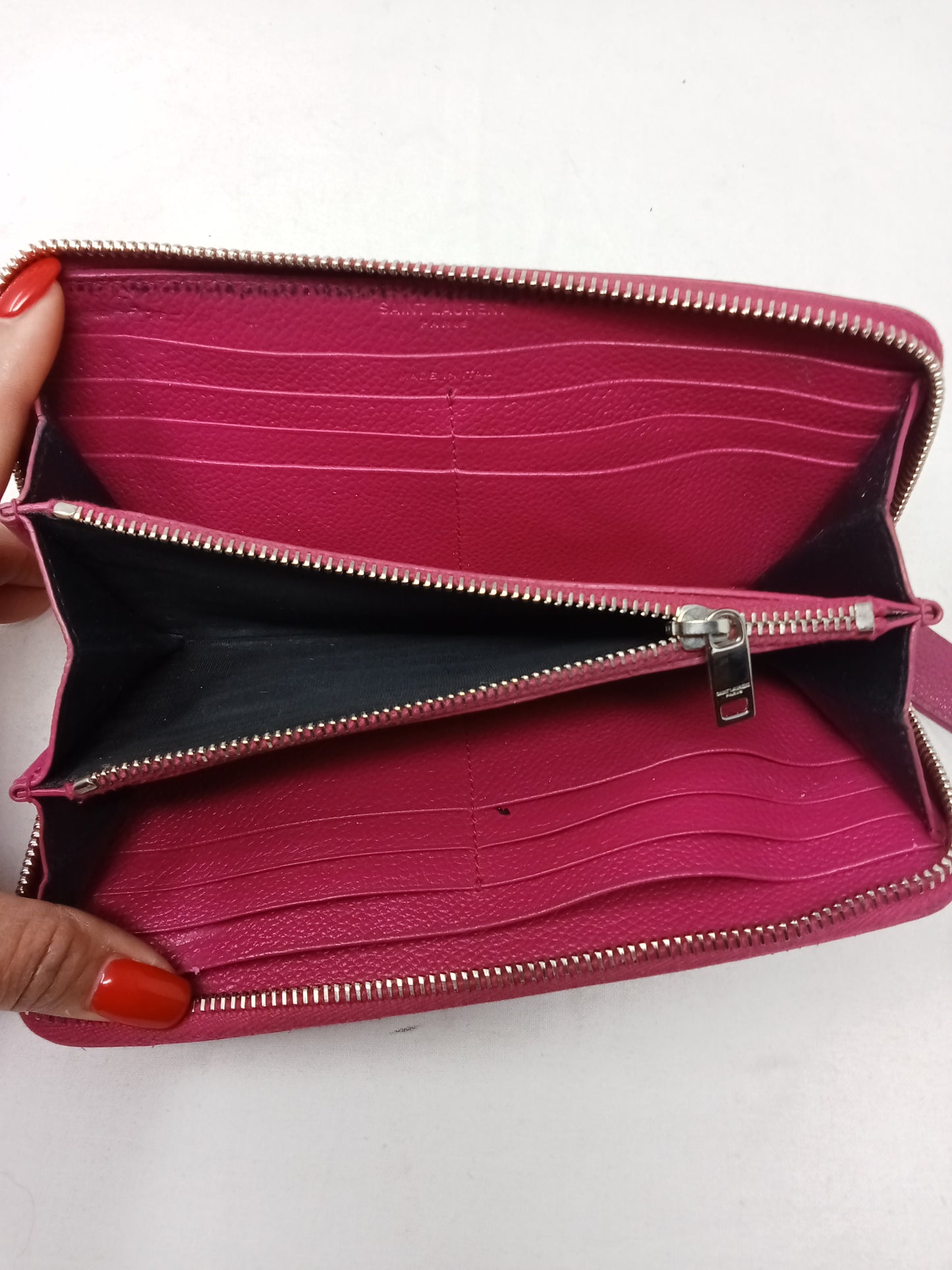 Saint Laurent Paris Portafoglio Donna In Pelle Fucsia