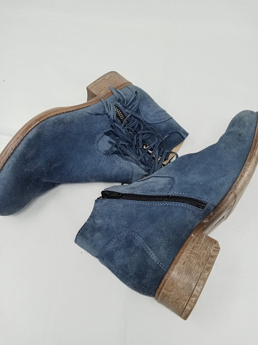 Manas Stivaletti In Camoscio Frange Blu 37