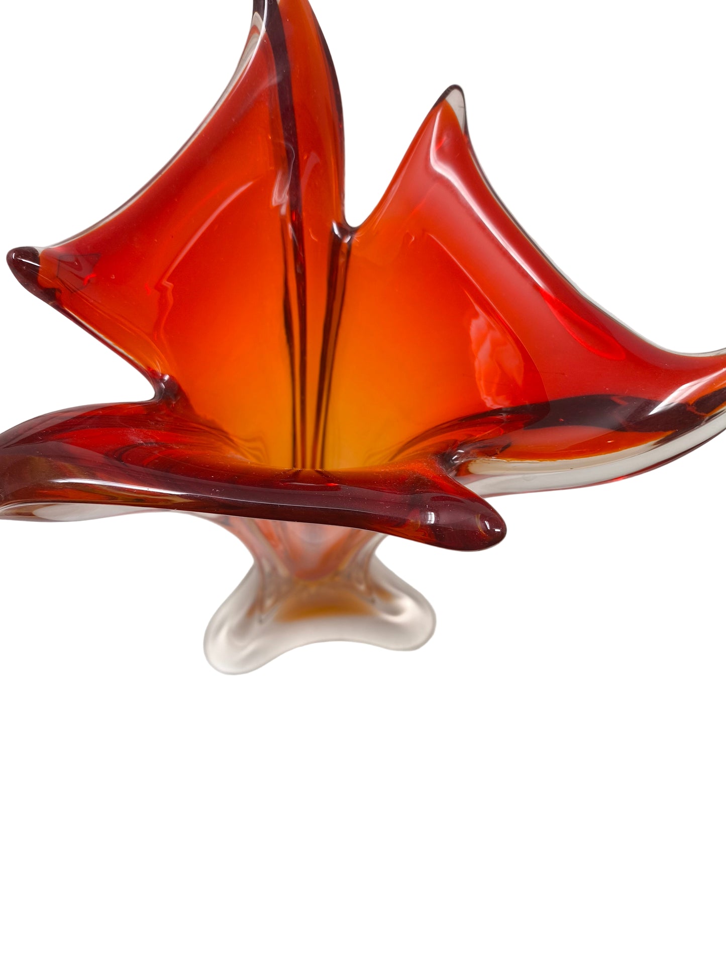 Vaso Murano Vetro Arancione H 38cm Anni 60