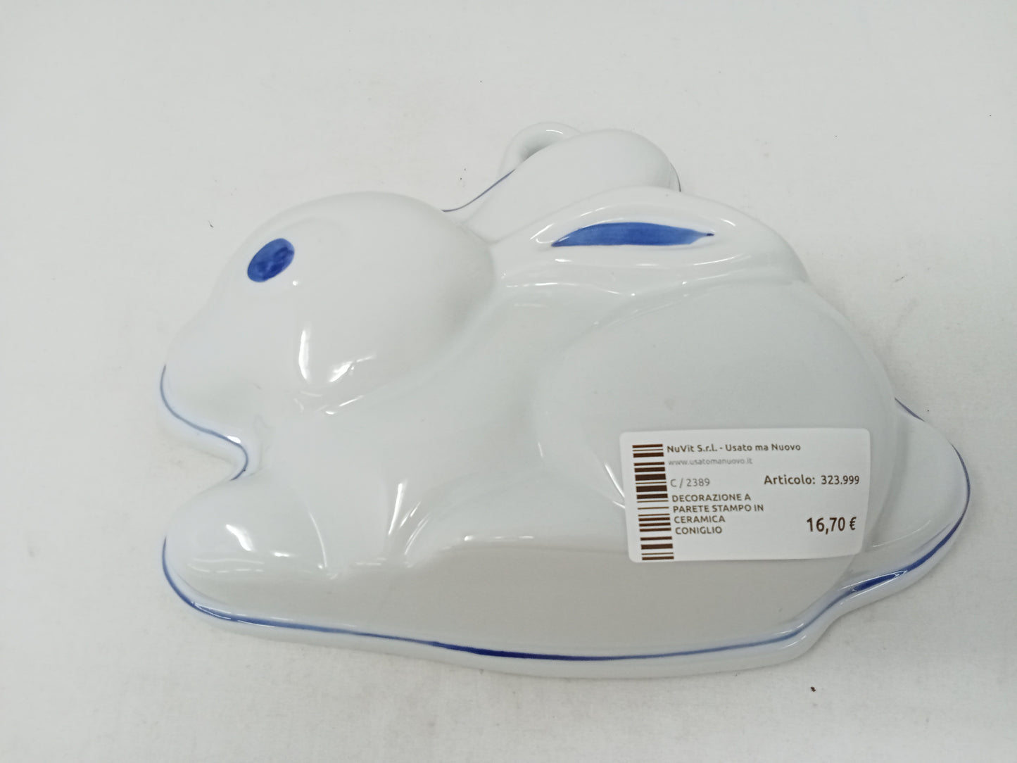 Decorazione A Parete Stampo In Ceramica Coniglio Bco Blu