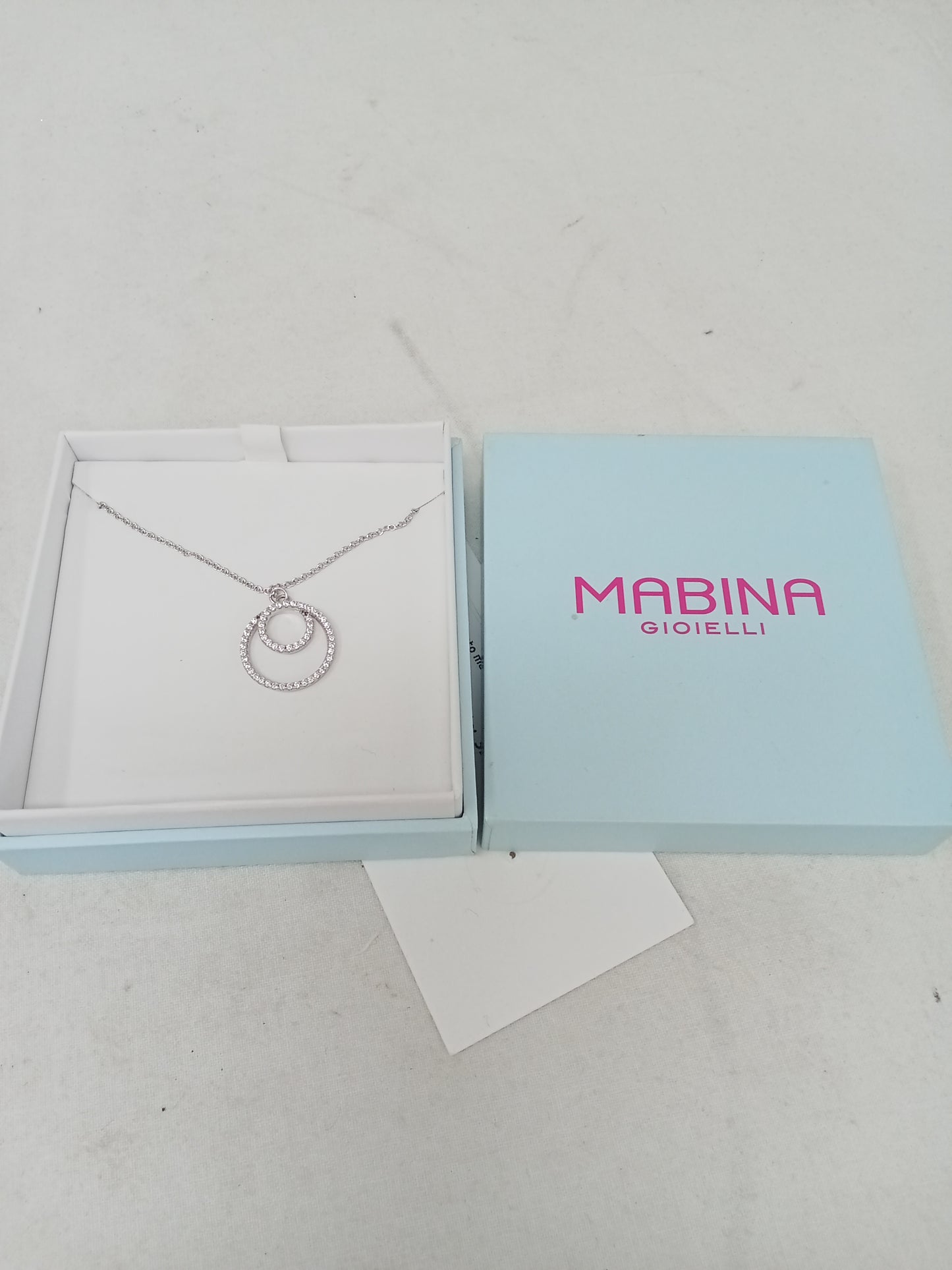 Mabina Collana Argento Con Ciondolo Zircone Cerchio Con Scatola