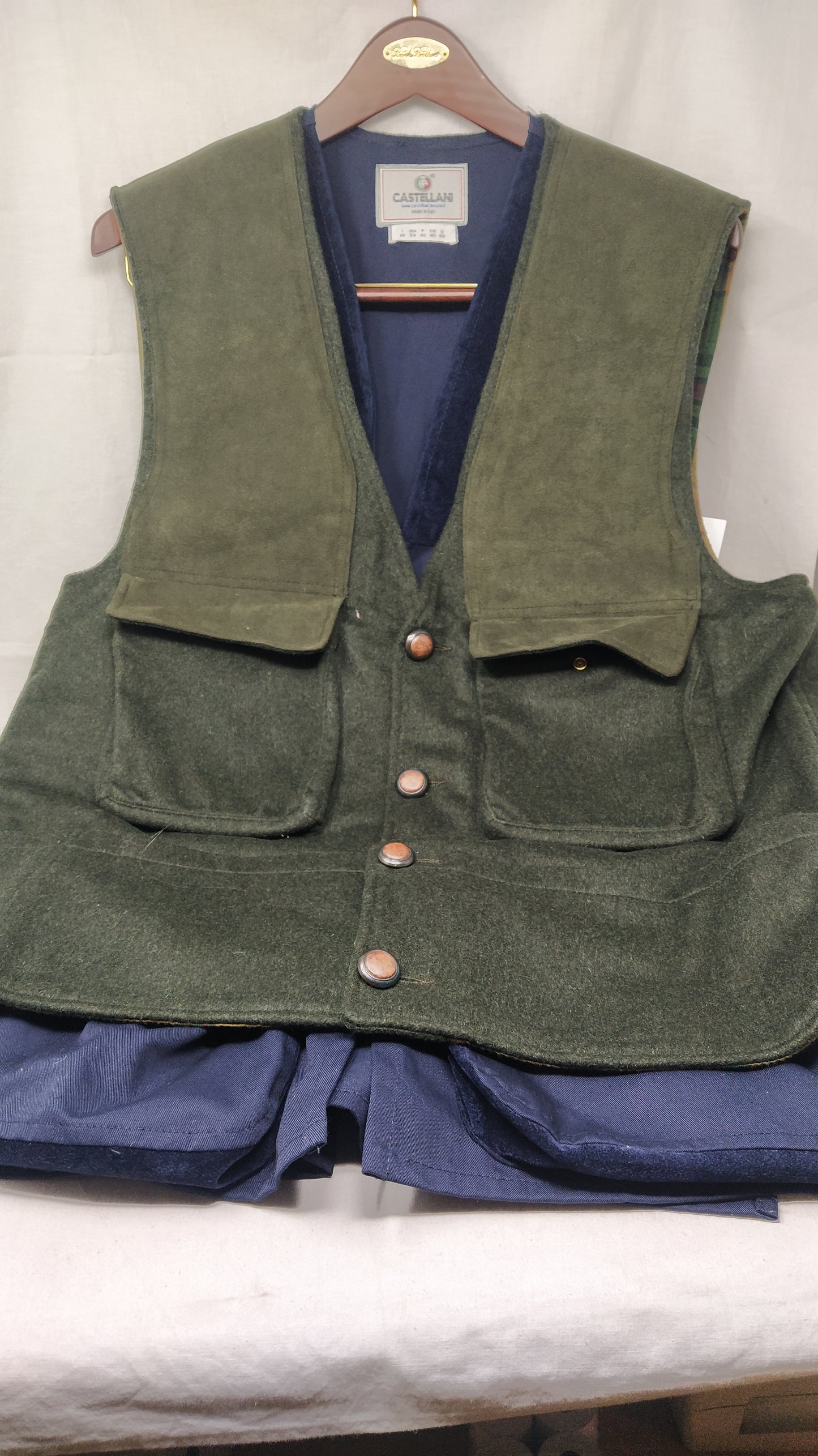Castellani Gilet Doppia Blu E Verde Da Caccia 50