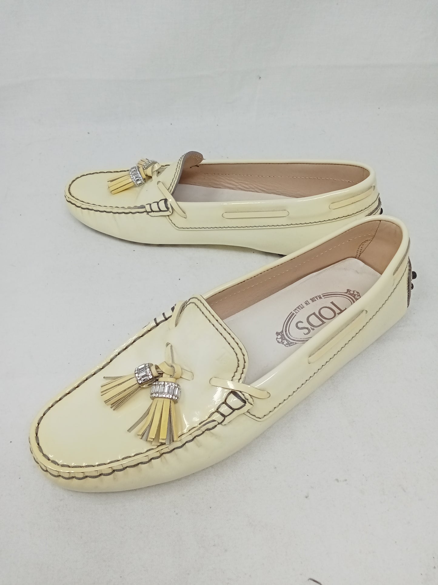 Tods Mocassino Bco Frange Strass 37