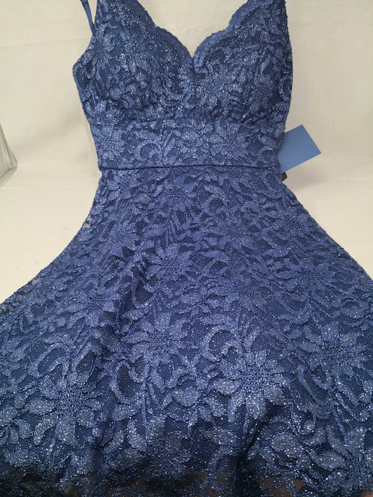 Teezeme Abito Pizzo Blu Glitter 42