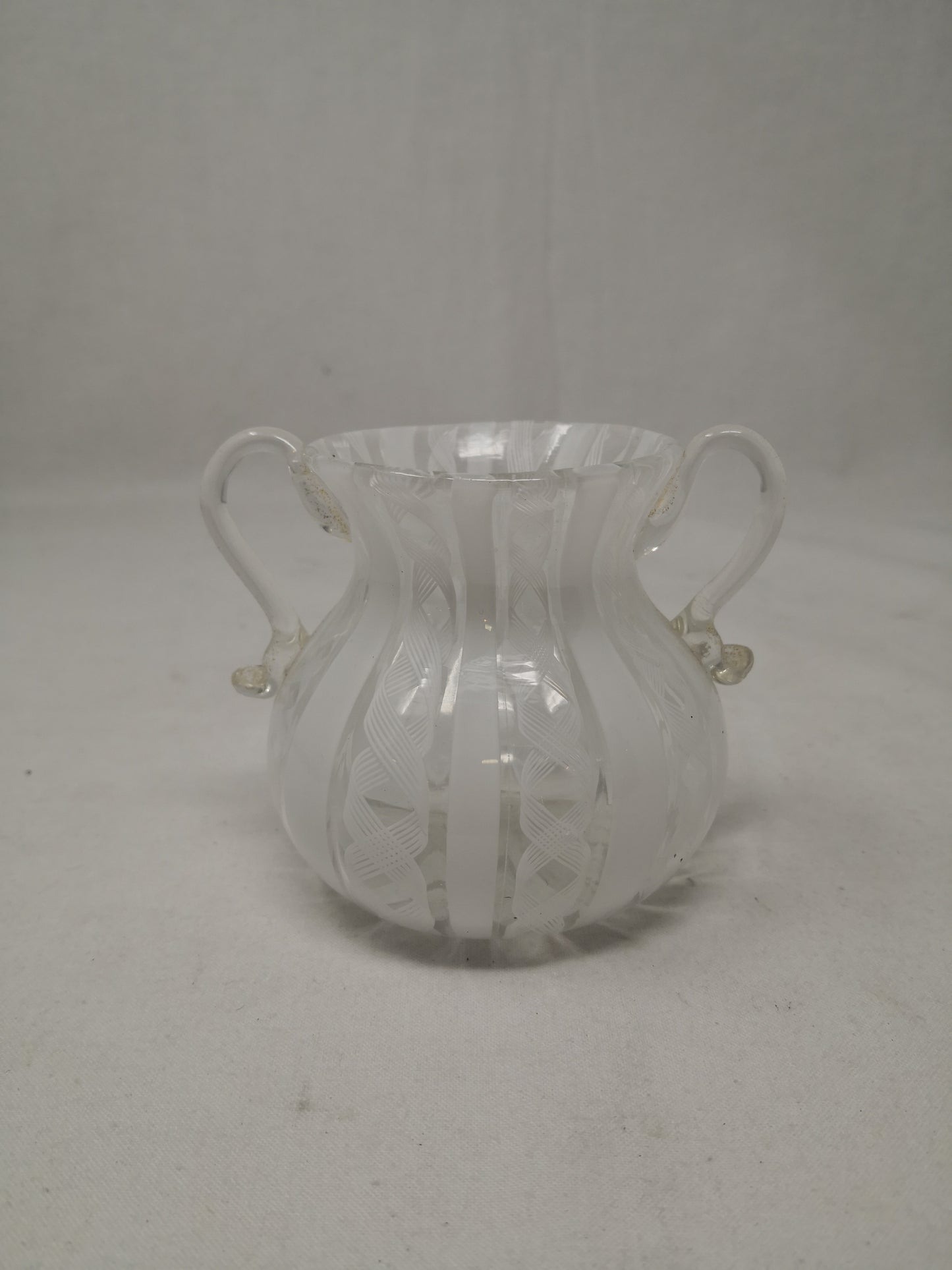 Vaso Vetro Murano Strisce Bianche H 8,5cm
