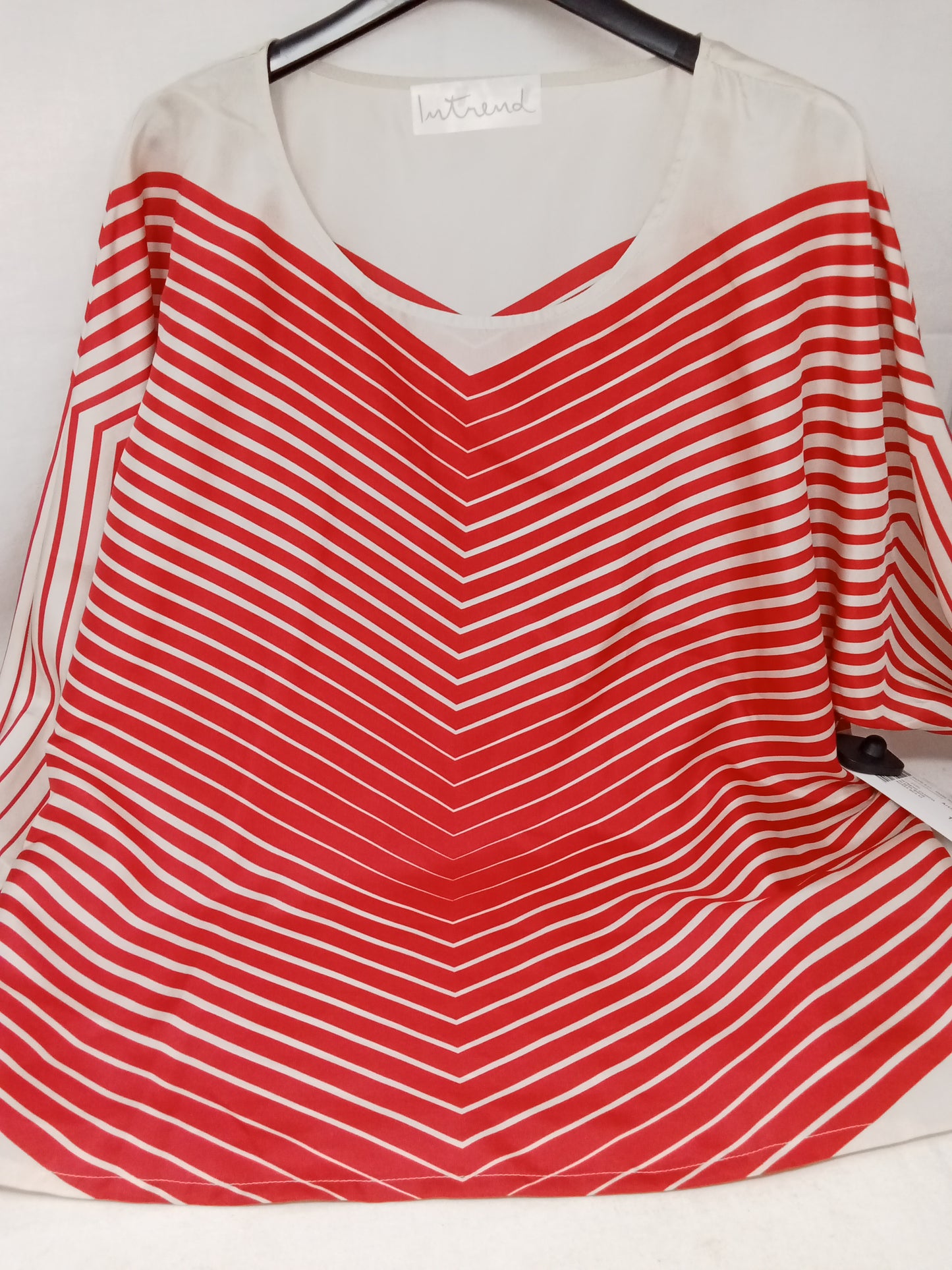 Intrend Camicia In Seta Righe Rossa Bca 42
