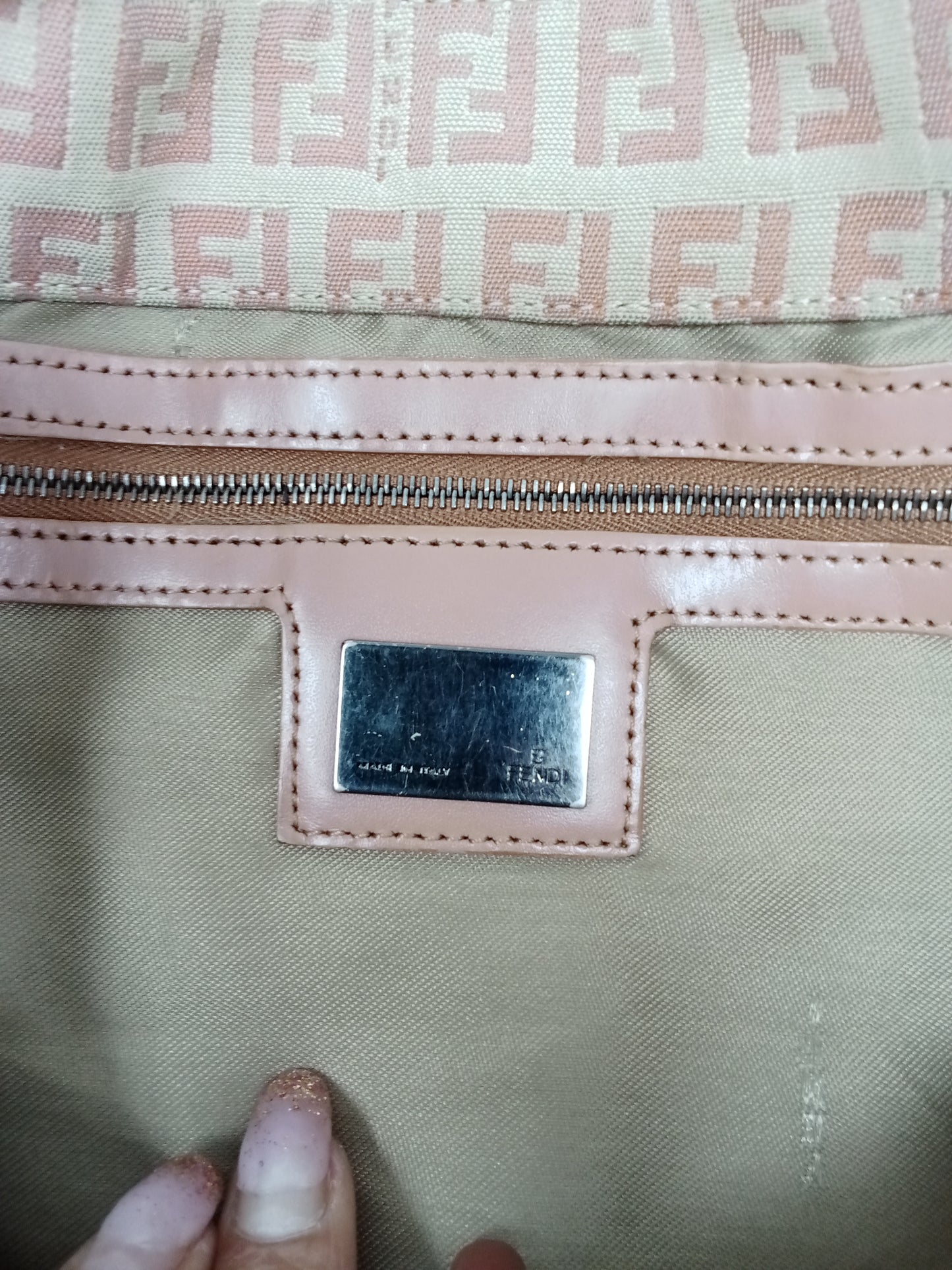 Borsa Fendi Zucca In Tela Rosa 21x40x12cm