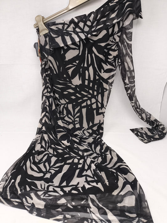 Imperial Abito Tulle Mono Spalle Nero Bco S