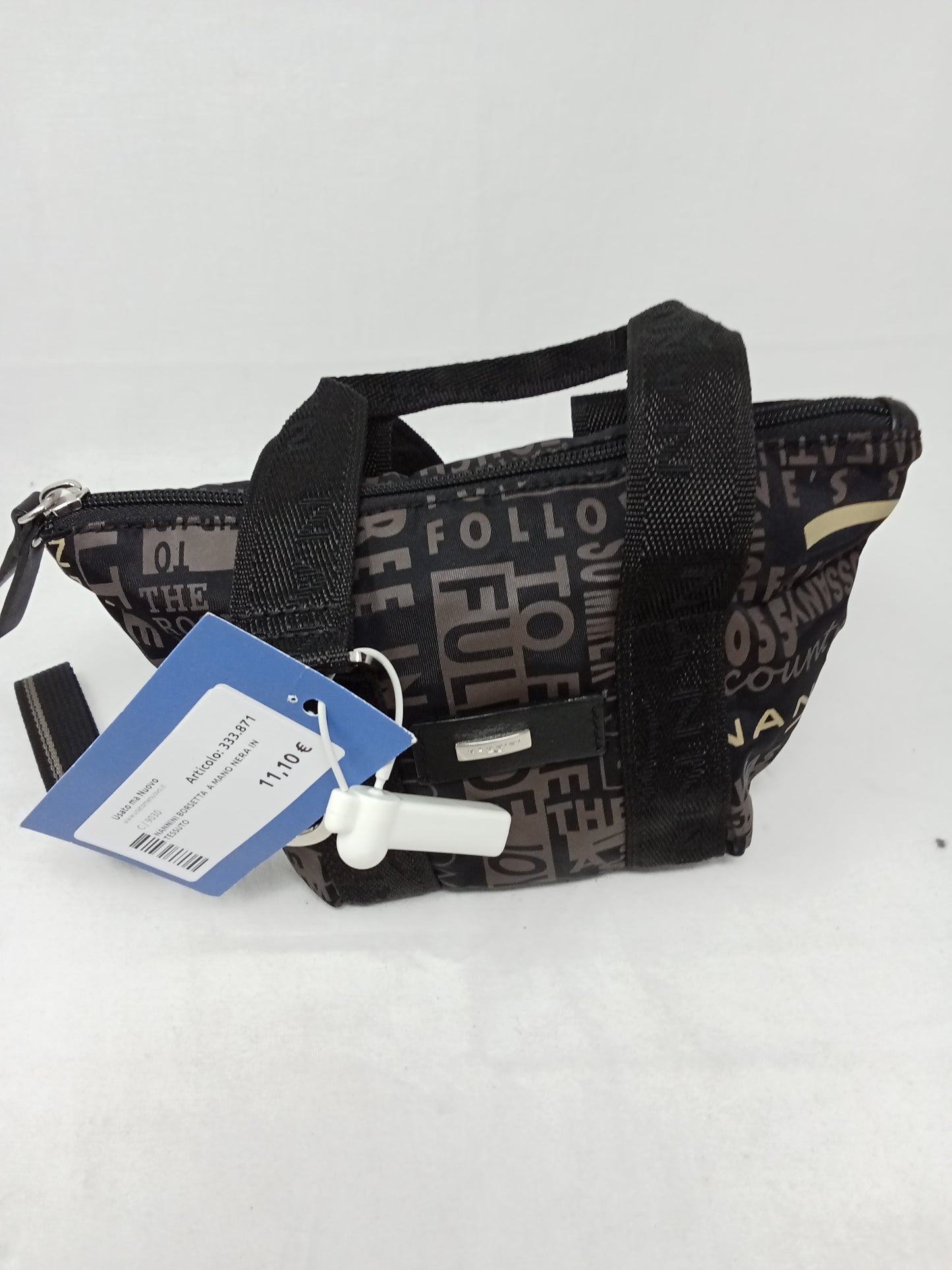 Nannini Borsetta A Mano Nera In Tessuto