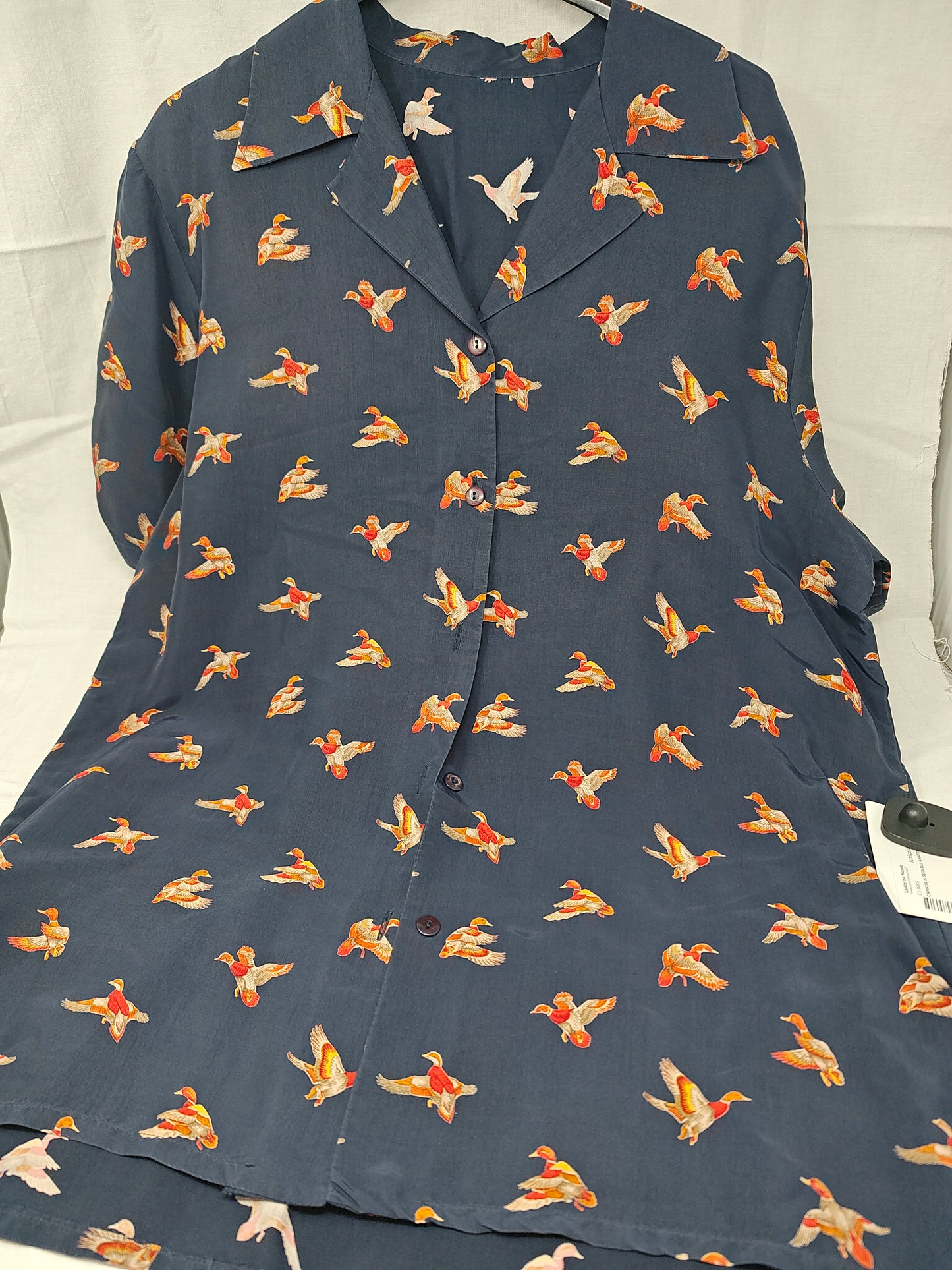 Camicia In Seta Blu Anatre Xl