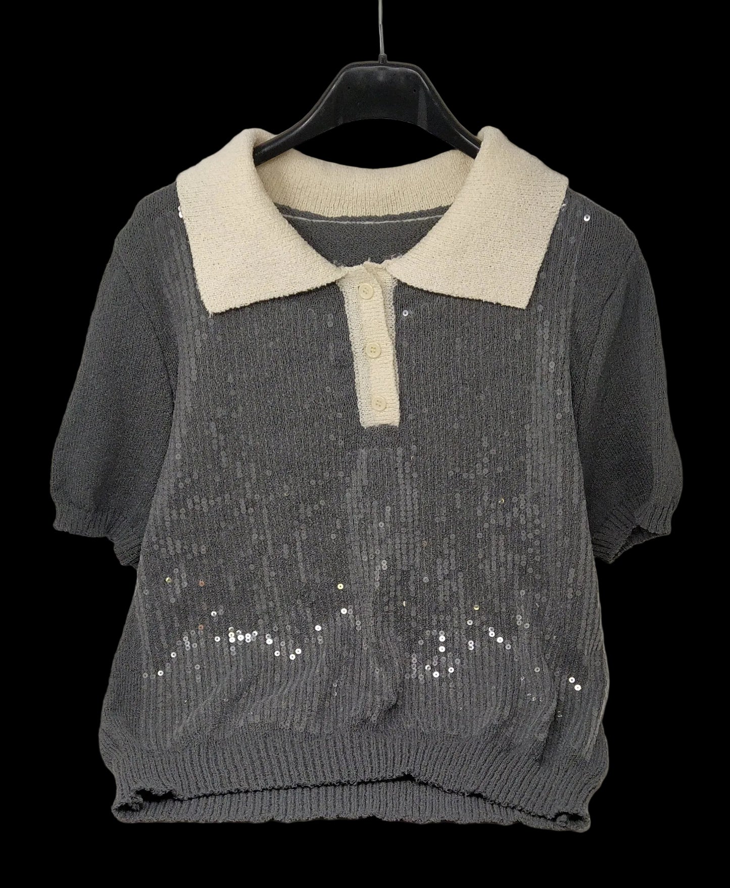 Maglione Manica Corta Grigio Paiett L