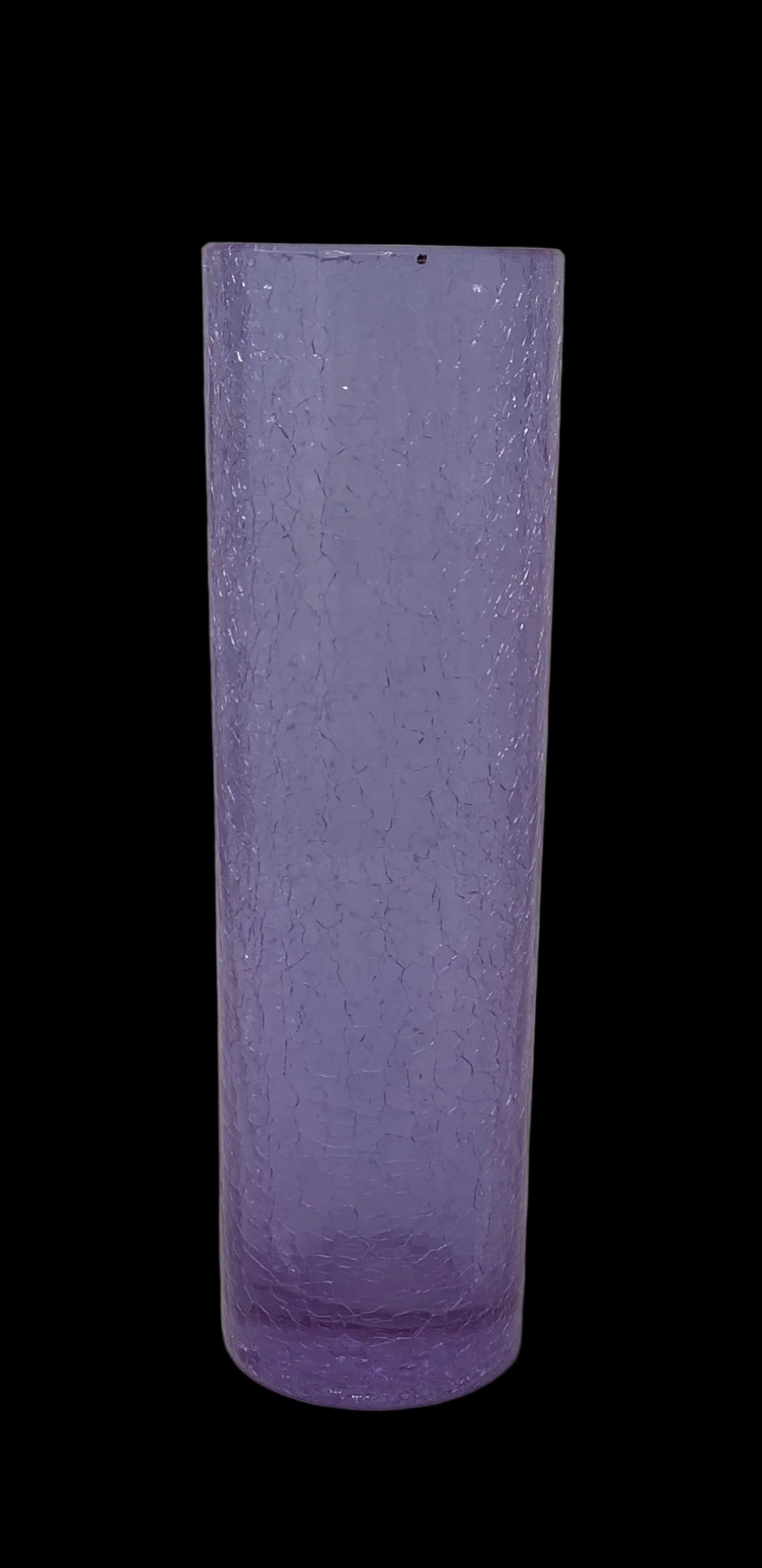 Vaso Cilindrico Vetro Con Alessandrite H.27,50 ø 8cm Spessore 8mm Anni 70
