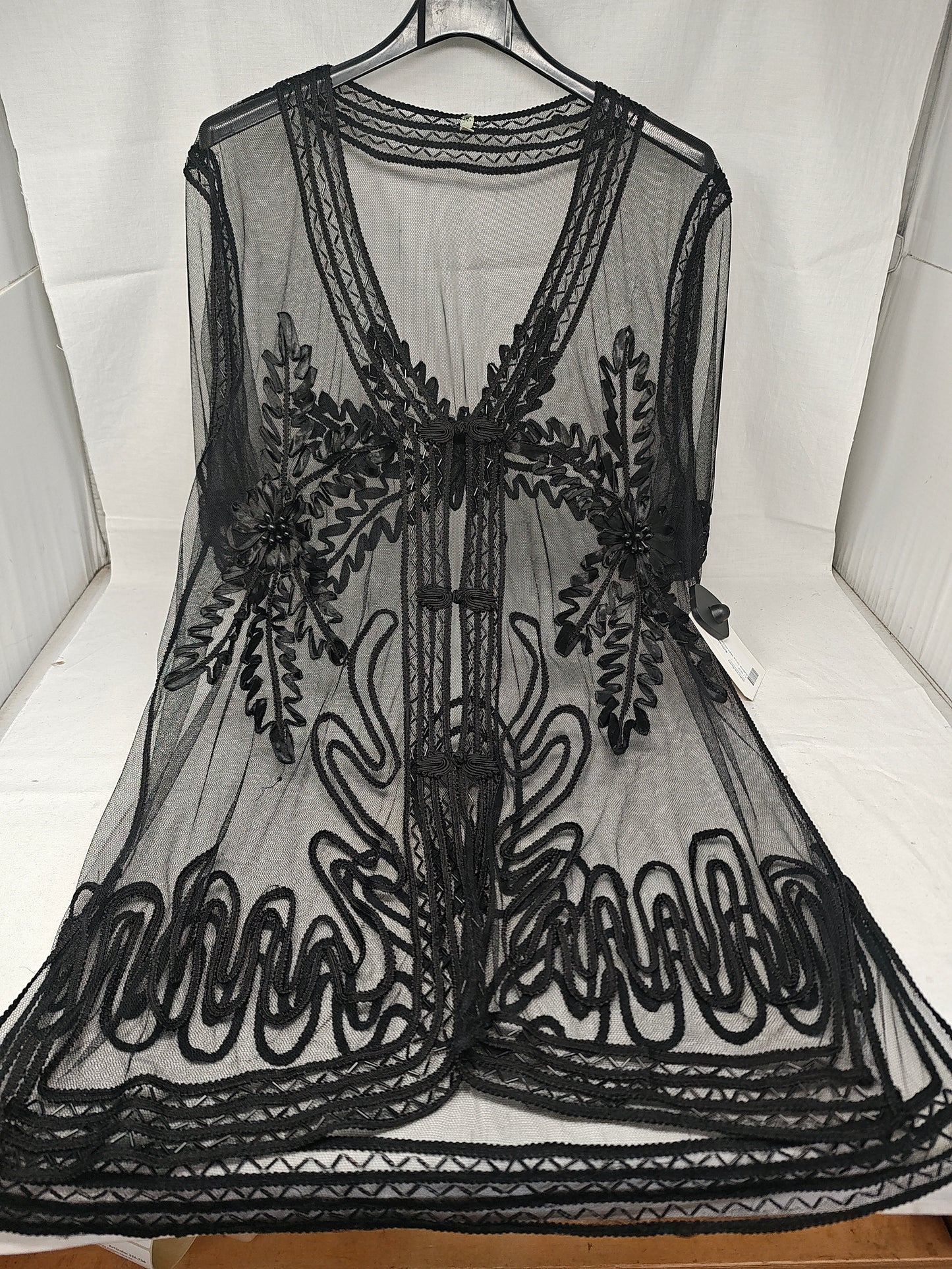 Maglia Tulle Nera Ricamo L