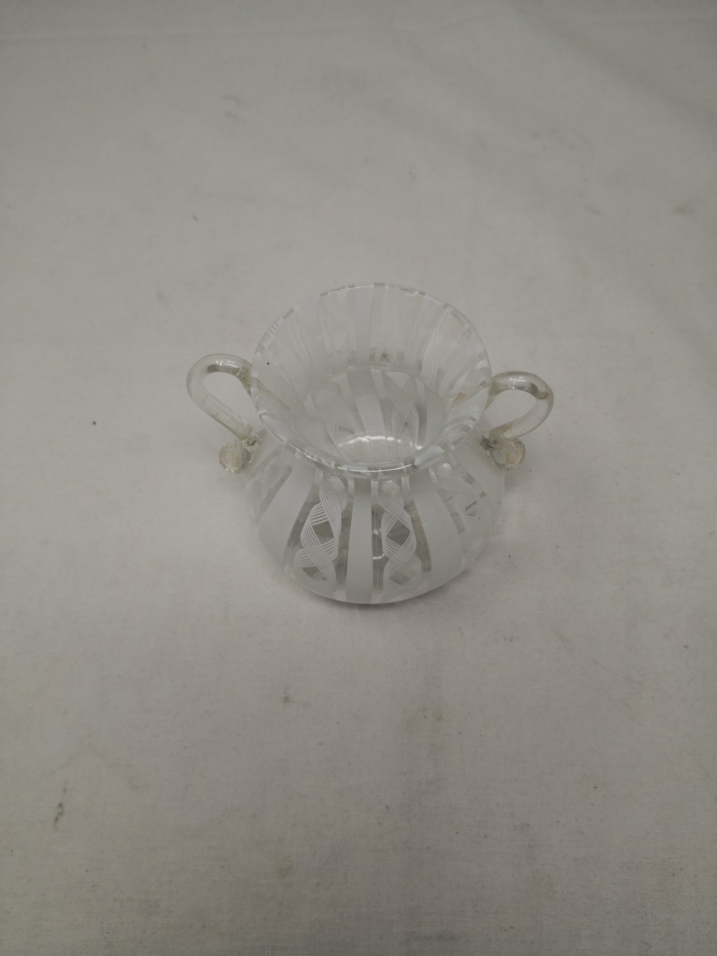 Vaso Vetro Murano Strisce Bianche H 8,5cm