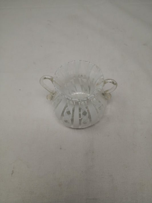 Vaso Vetro Murano Strisce Bianche H 8,5cm
