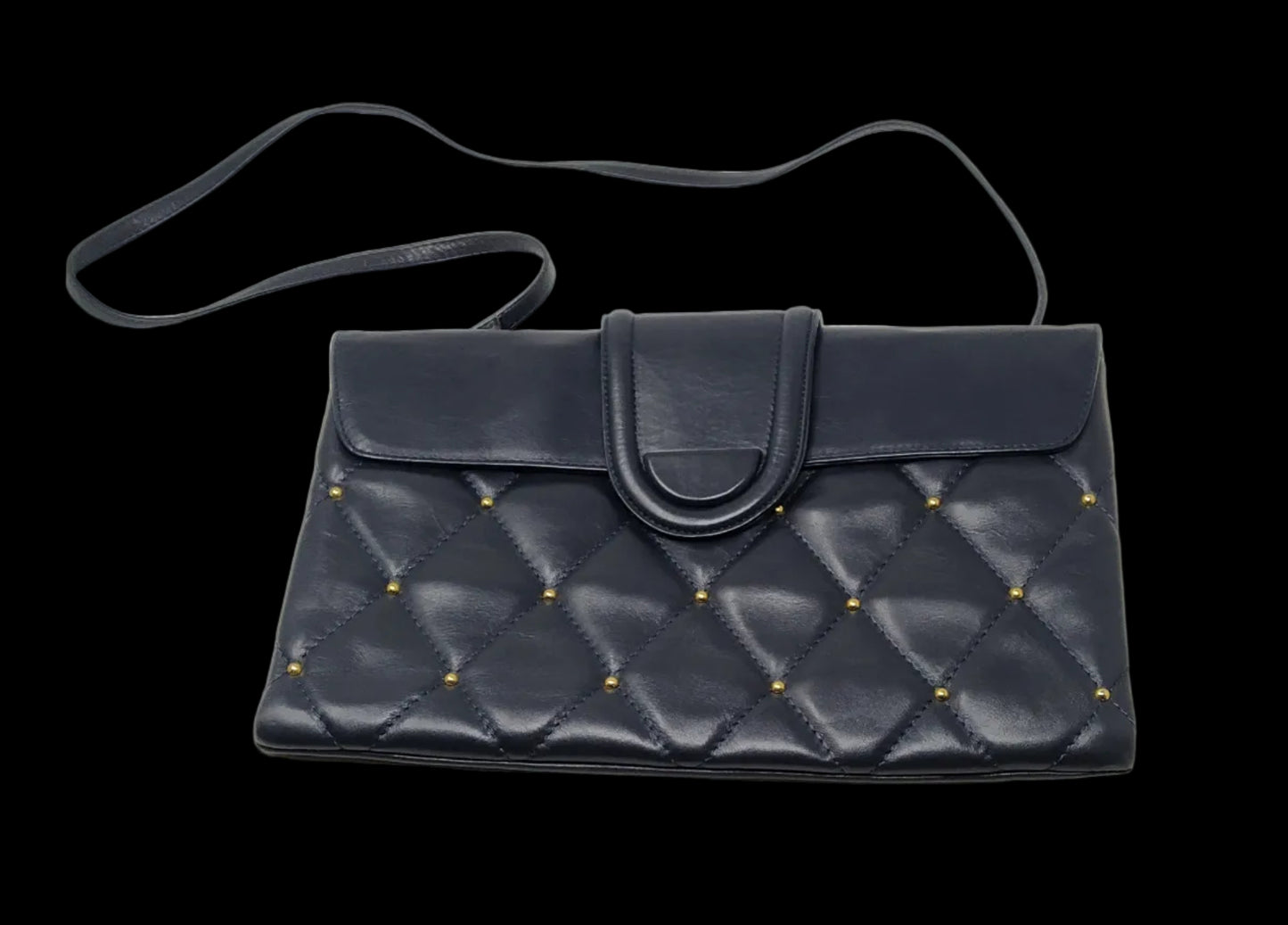 Borsa In Cuoio Blu A Tracolla