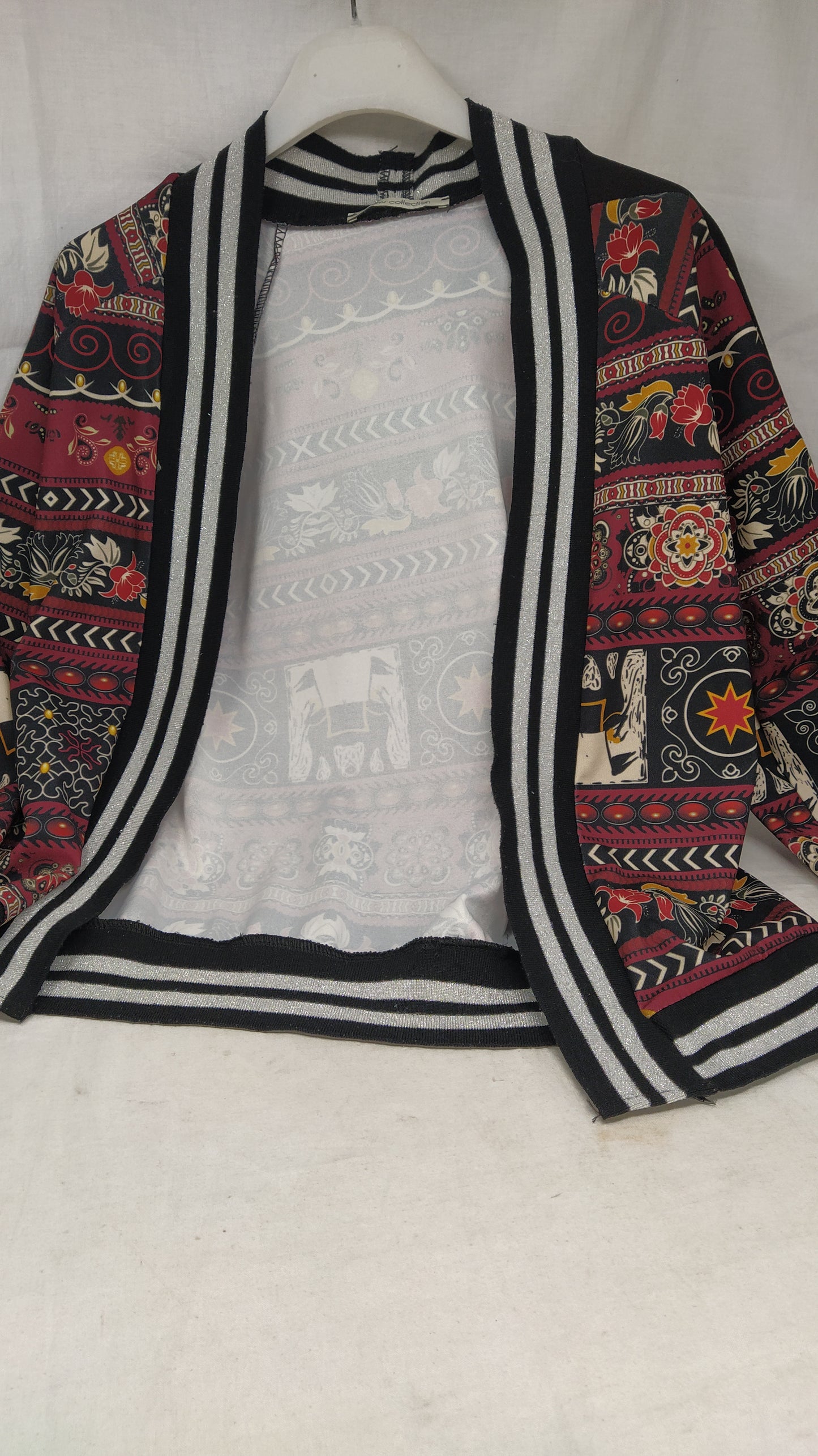 New Collection Giacca Con Fantasia Bordeaux Bco Nero Tu