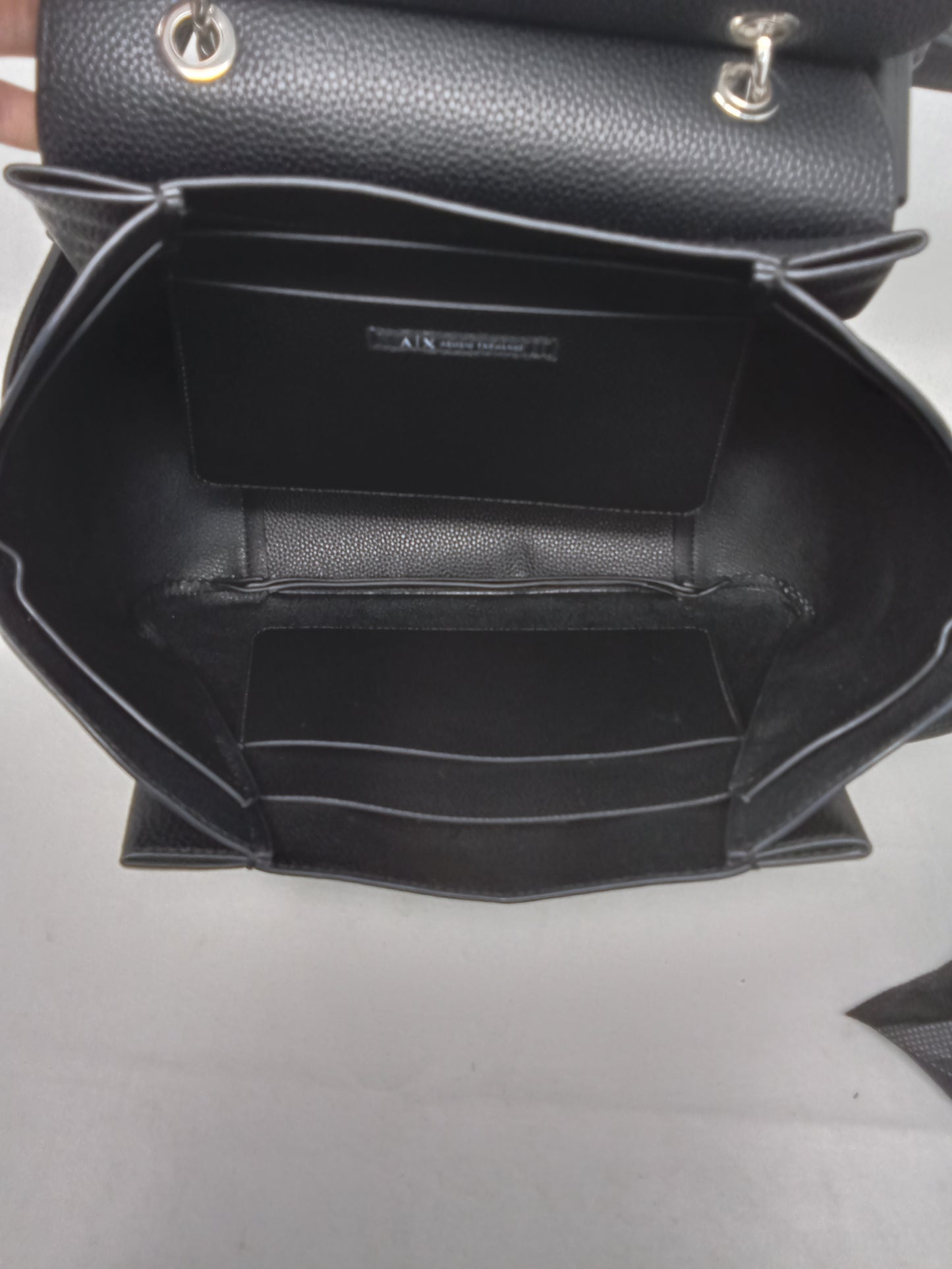 Armani Exchange Borsa A Tracolla Nera In Pelle Di Vittello Nuova