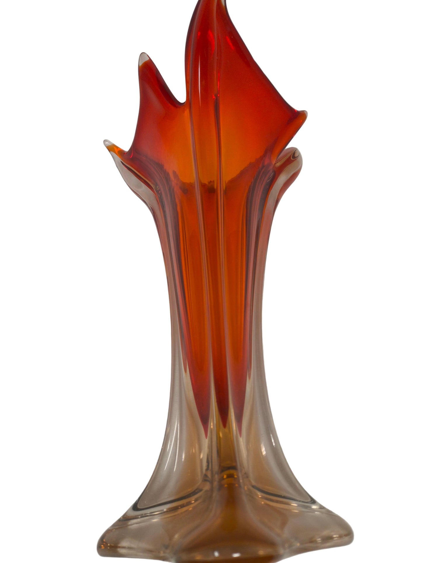 Vaso Murano Vetro Arancione H 38cm Anni 60