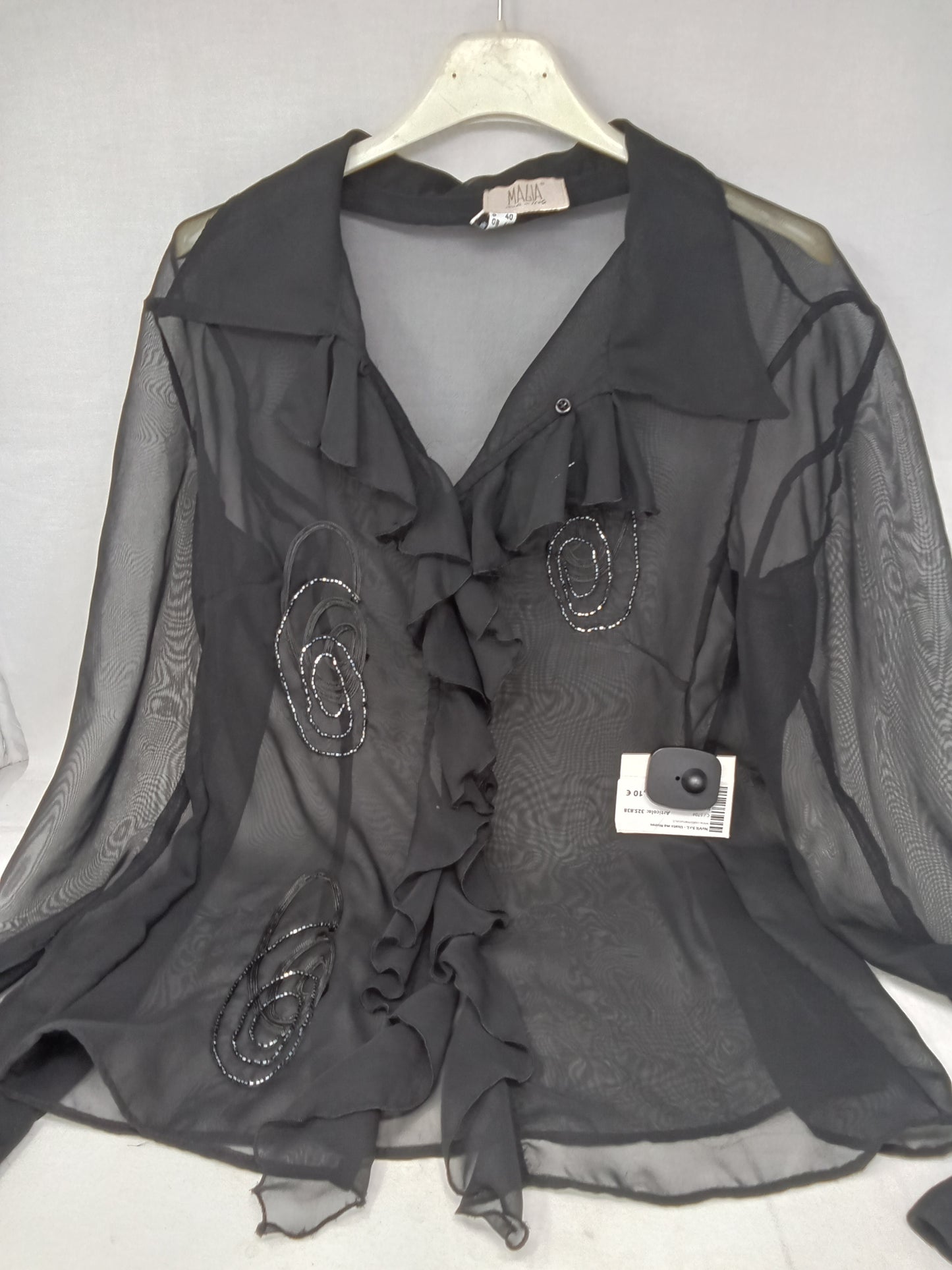Magia Camicia Tulle Nera Paiett 46