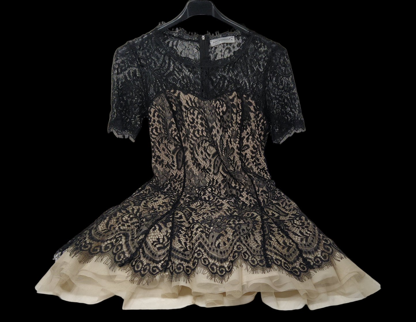 Rinascimento Abito Pizzo Nero Beige Xl