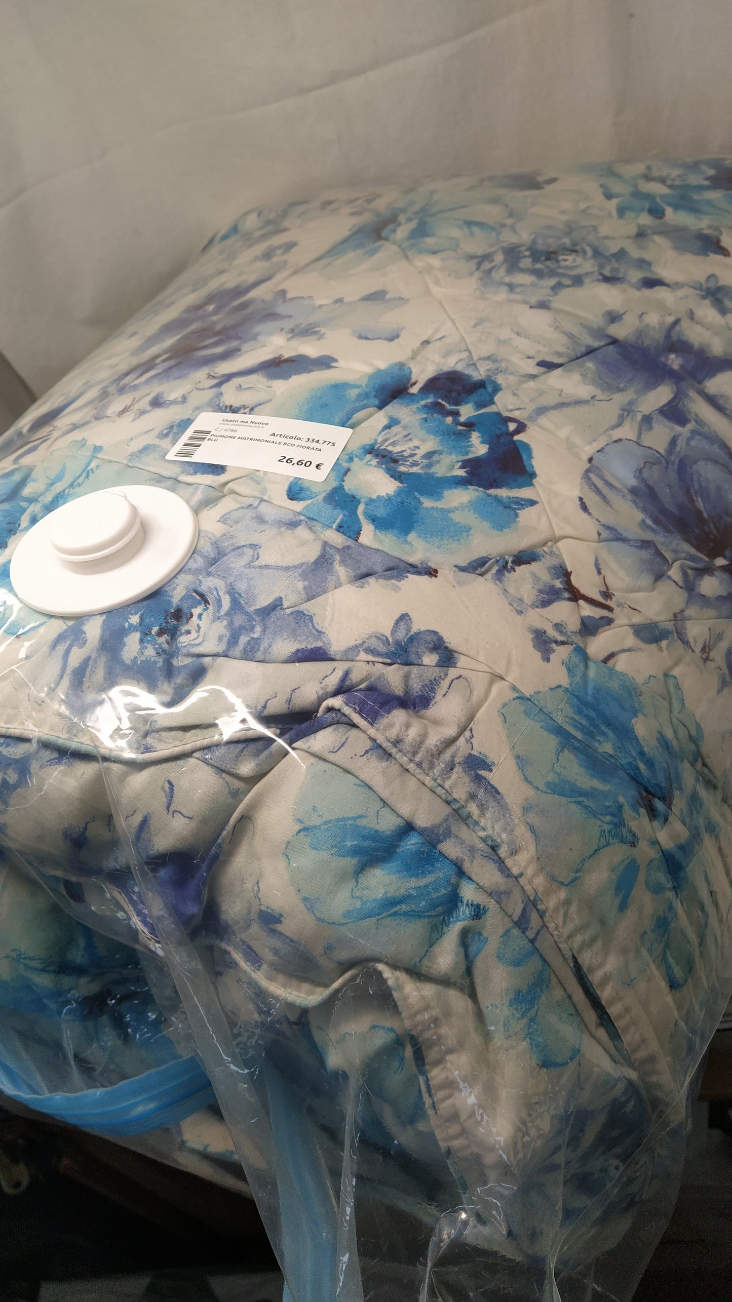 Piumone Matrimoniale Bco Fiorata Blu