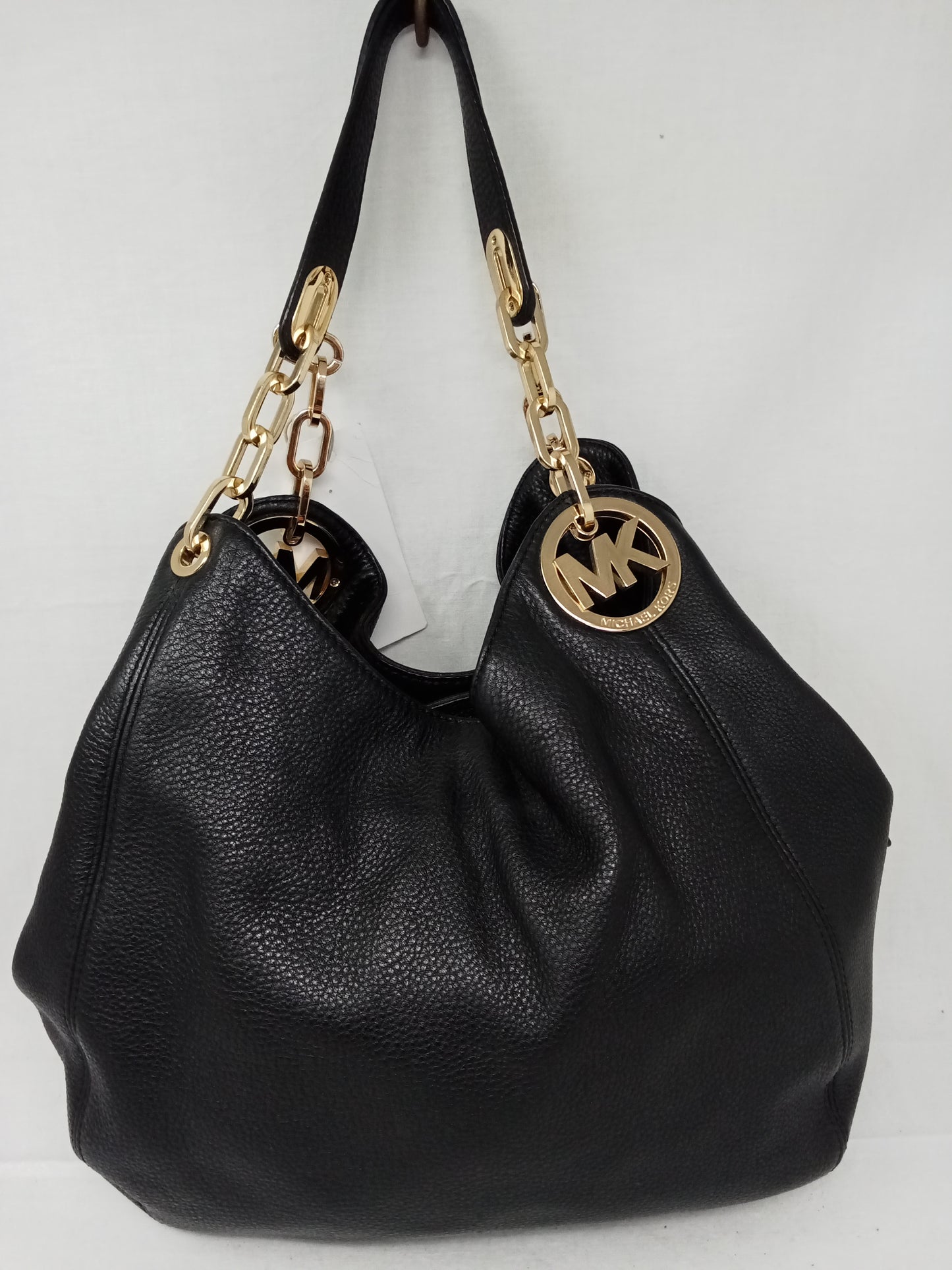 Michael Kors Borsa A Spalla In Pelle Nera Catene Dorato