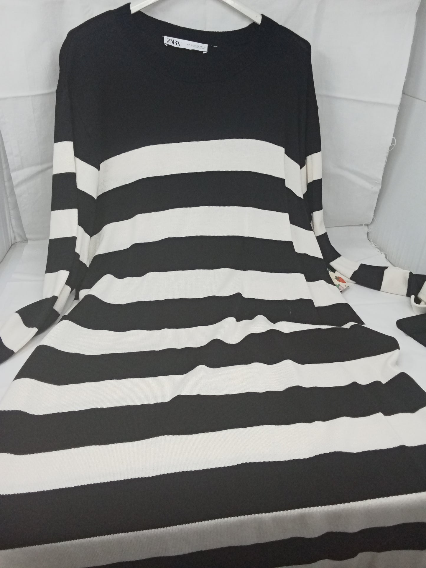 Zara Abito In Maglia Righe Nero Bca Xl