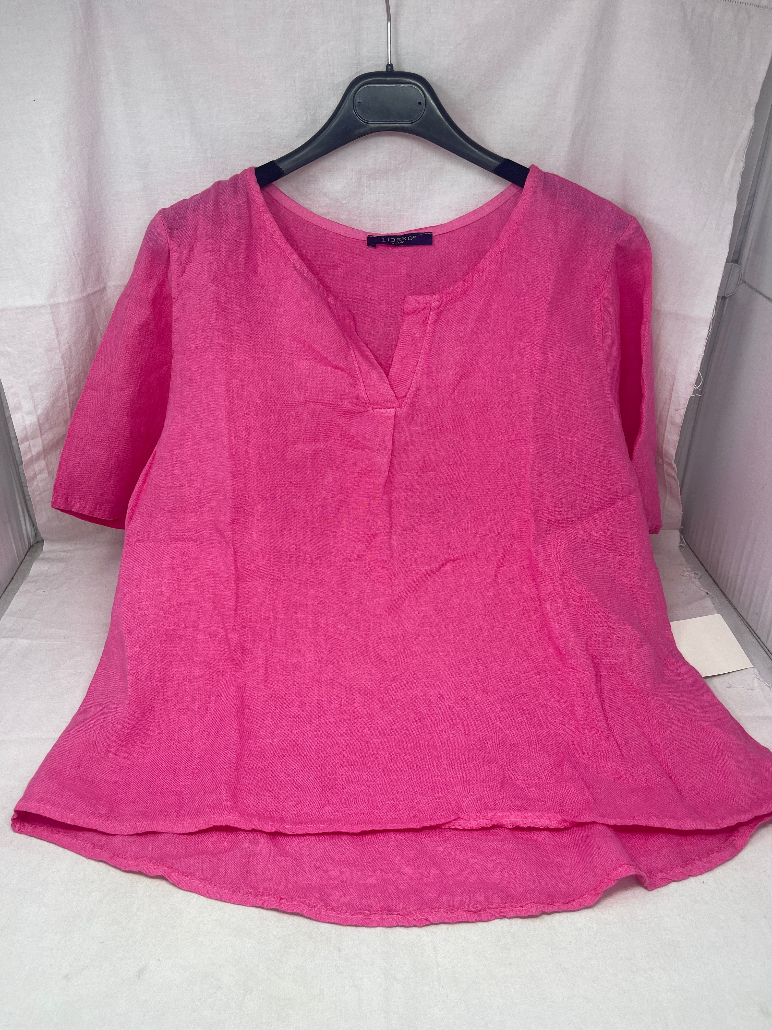 Libero Camicia In Lino Fusia Tu