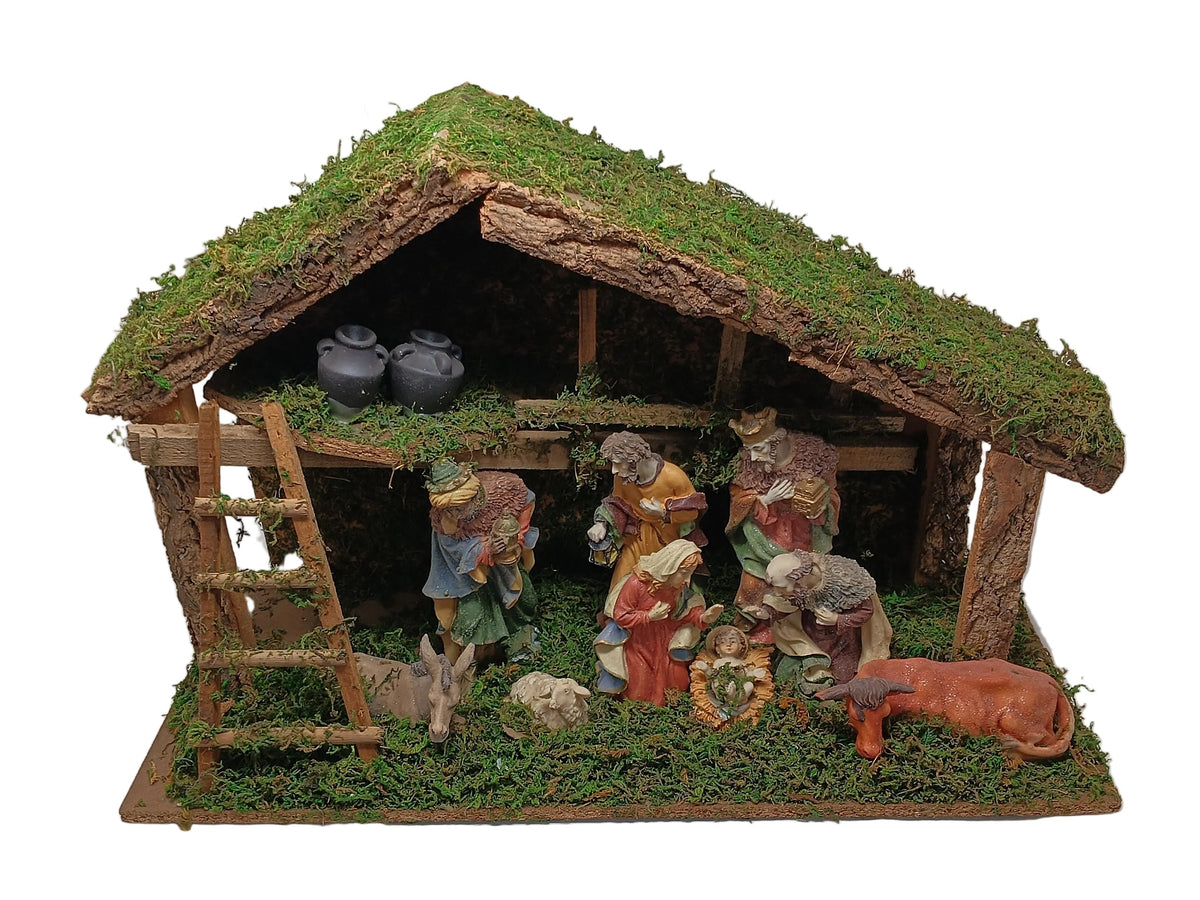 Natale Capanna Natività Con Statuine 11 Pz. Con Scatola