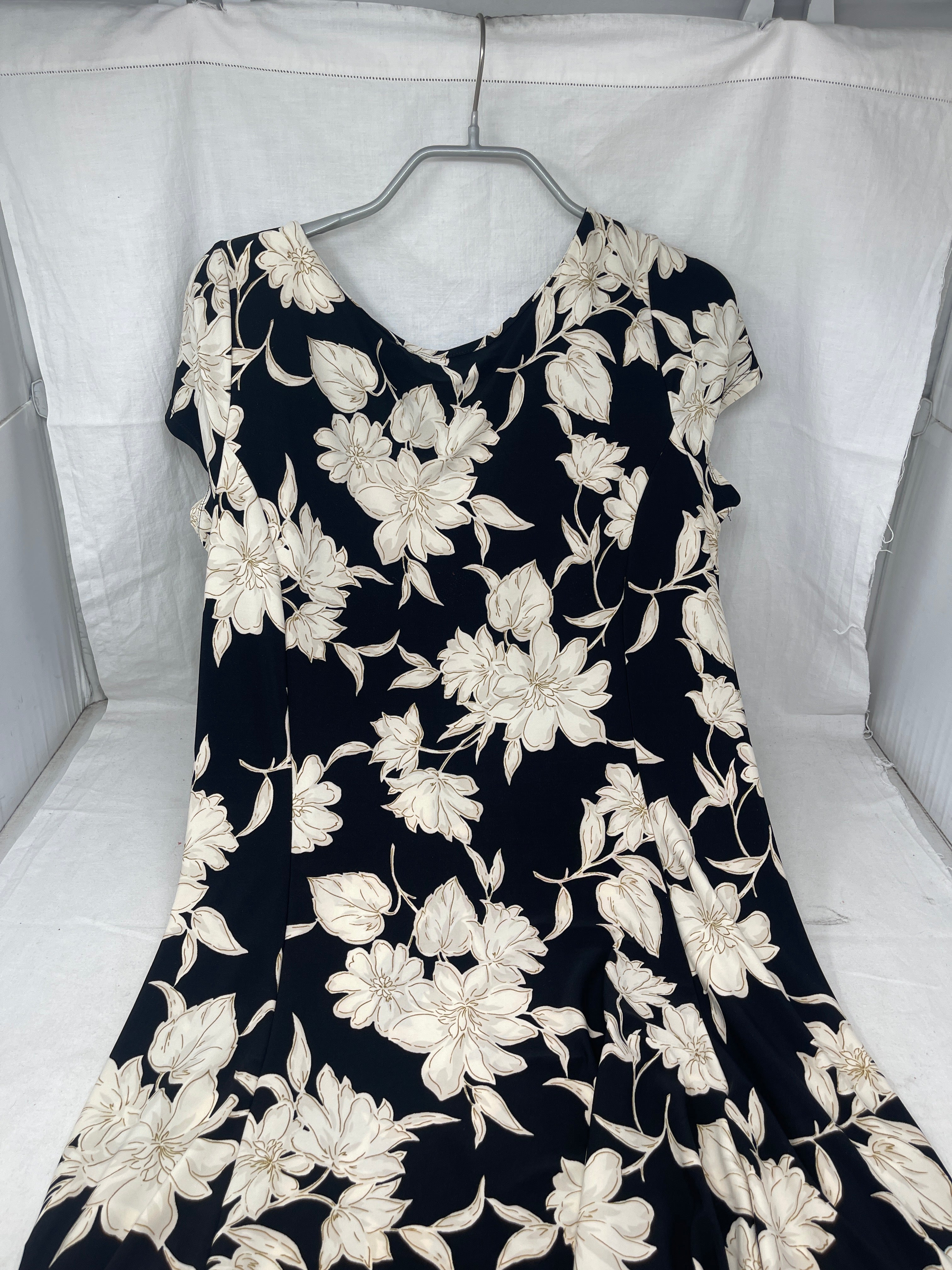 Ralph Lauren Abito Nero Bco Fiorato L