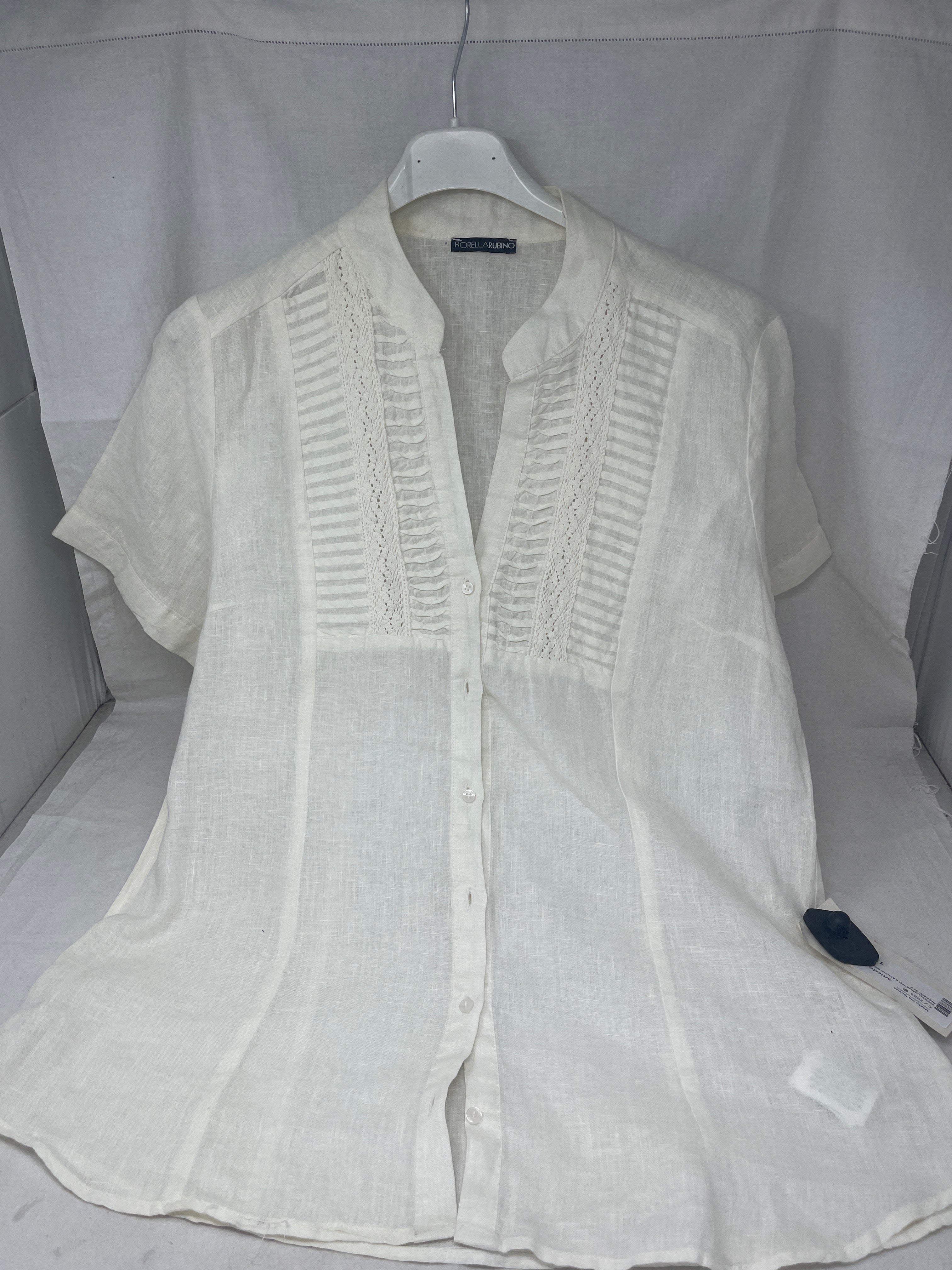 Fiorellarubino Camicia Bca In Lino Ricamo 37 F