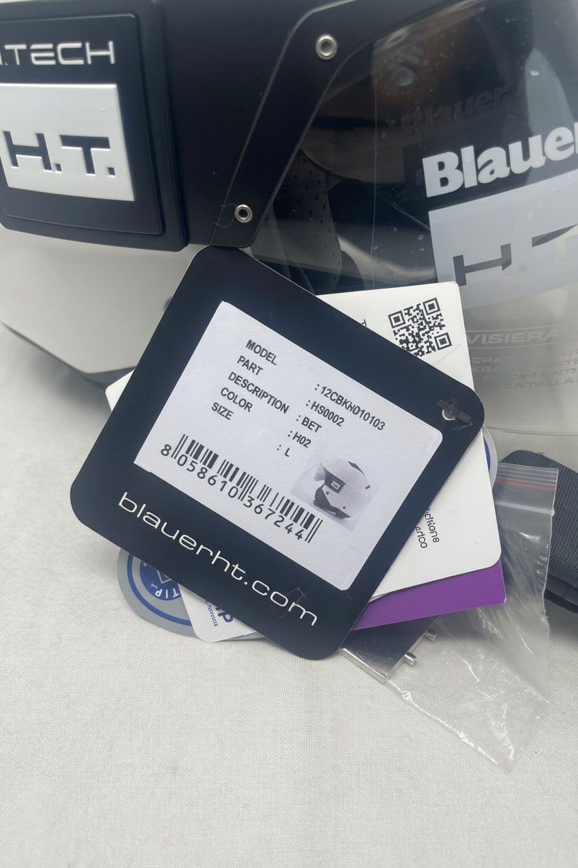 Blauer Casco Ht Bet Monochrome Bianco Lucido Mod.12cbkh010103 Misura L Nuovo!